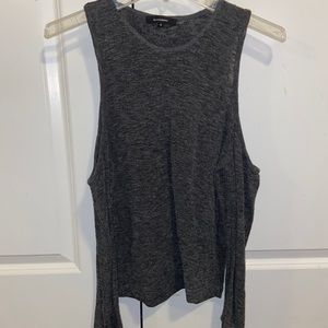 Gray shoulders cut out shirt